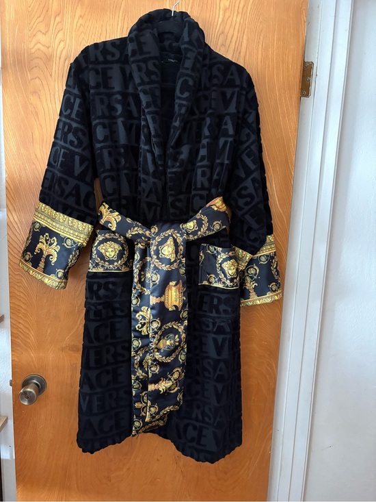 Versace Other - Fashion Versace style Black Velvet Robe with Gold Baroque Trim